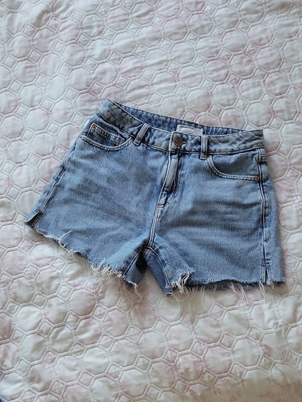 Garage Light Blue Denim High-Rise Cutoff Shorts
